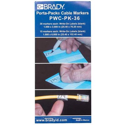 Brady PWC-PK-36 Kabelmarkierer - Selbstlaminierend, Weiß Vinyl Brady PWC-PK-36 Kabelmarkierer - Selbstlaminierend, Weiß Vinyl