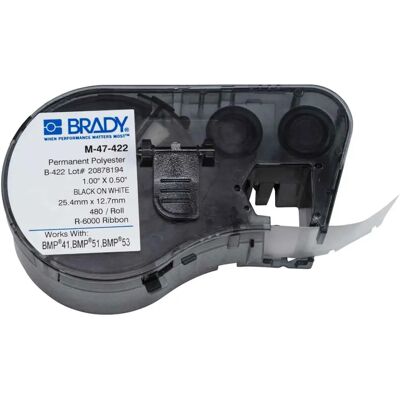 Etiqueta de impressora Brady M-47-422 Preto/Branco - Auto-adesiva, 12.7mm Etiqueta de impressora Brady M-47-422 Preto/Branco - Auto-adesiva, 12.7mm