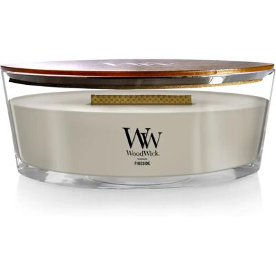 Bougie parfumée WoodWick Ellipse Fireside - 453,6g, Jusqu’à 50 heures de combustion - Publicité Bougie parfumée WoodWick Ellipse Fireside - 453,6g, Jusqu’à 50 heures de combustion - Publicité