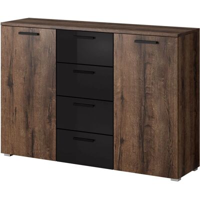 Fun Möbel - DANTOS 132x93 - Oak - Black - Kommode Fun Möbel - DANTOS 132x93 - Oak - Black - Kommode