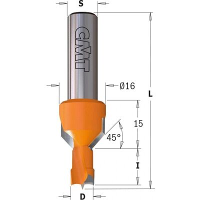CMT ORANGE TOOLS Taladro ciego con avellanador - broca CMT ORANGE TOOLS Taladro ciego con avellanador - broca