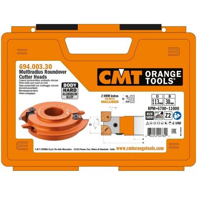 CMT ORANGE TOOLS 694.003.30 konkav Multiradius-Fräserkopf - Holzwerkzeug CMT ORANGE TOOLS 694.003.30 konkav Multiradius-Fräserkopf - Holzwerkzeug