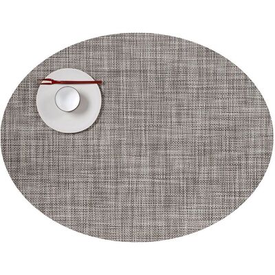 Chilewich - Mini Basketweave Spisebrikke 36x49cm Light Grey Oval - Placemat Chilewich - Mini Basketweave Spisebrikke 36x49cm Light Grey Oval - Placemat
