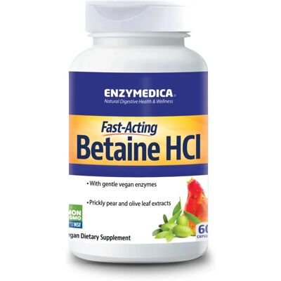 Enzymedica Betaine HCI 600mg - 60 Capsules - Supplement Enzymedica Betaine HCI 600mg - 60 Capsules - Supplement