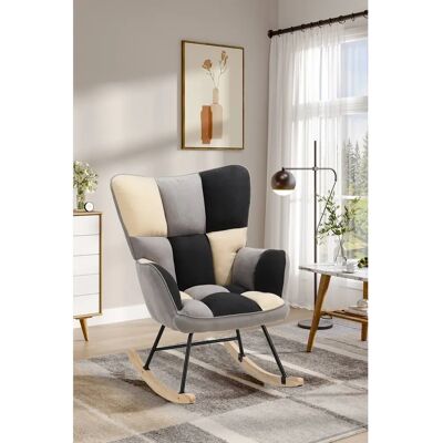 Living and Home - Tufted Linen Upholstered - Button-tufting - Metal and wood base - rocking chair Living and Home - Tufted Linen Upholstered - Button-tufting - Metal and wood base - rocking chair