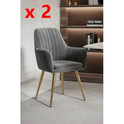 Living and Home - 2Pcs Velvet Dining Chairs - Velvet - OneSize - Chair Living and Home - 2Pcs Velvet Dining Chairs - Velvet - OneSize - Chair