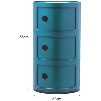 Livingandhome - 3-Tier Storage Drawer Unit - Teal - One Size Livingandhome - 3-Tier Storage Drawer Unit - Teal - One Size