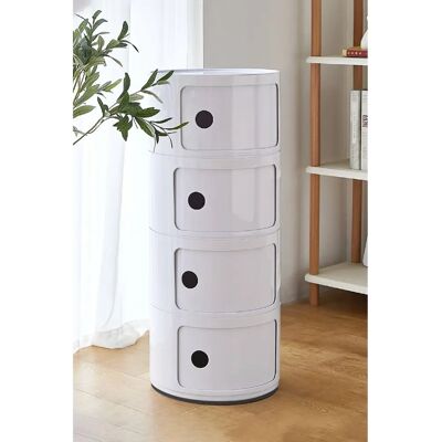 Livingandhome - 4-Tier Plastic Storage Drawer Unit - White - Storage Drawer Unit Livingandhome - 4-Tier Plastic Storage Drawer Unit - White - Storage Drawer Unit