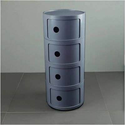 Livingandhome - 4-Tiered Plastic Storage Drawer Unit - Grey Livingandhome - 4-Tiered Plastic Storage Drawer Unit - Grey