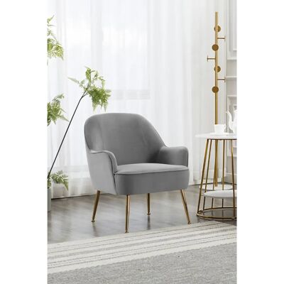 Unknown - Single Armchair - gray - velvet - metal feet - Sofa Armchair Unknown - Single Armchair - gray - velvet - metal feet - Sofa Armchair