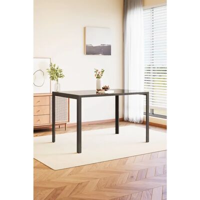 Living and Home - 120cm W Rectangular Tempered Glass - Black - Dining Table Living and Home - 120cm W Rectangular Tempered Glass - Black - Dining Table
