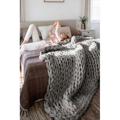 Living and Home Knit Throw - Grey - 120x150cm - Blanket Living and Home Knit Throw - Grey - 120x150cm - Blanket