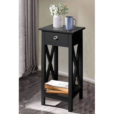Living and Home - One Drawer Wood Slim Side Table - Black Living and Home - One Drawer Wood Slim Side Table - Black