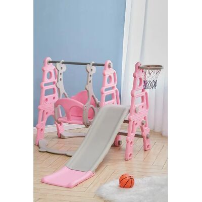 Living and Home - Toddler Swing and Slide - Pink - Hoop - Playset Living and Home - Toddler Swing and Slide - Pink - Hoop - Playset