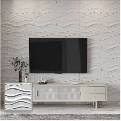 Living and Home - PVC 3D Wall Panels - White - Wall Panels Living and Home - PVC 3D Wall Panels - White - Wall Panels