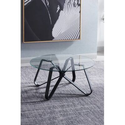 Living and Home - Round Coffee Table - Clear - Glass - coffee table Living and Home - Round Coffee Table - Clear - Glass - coffee table