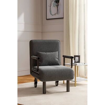 Livingandhome - 3-in-1 Lounge Sofa Bed - Grey - Sofa Bed Livingandhome - 3-in-1 Lounge Sofa Bed - Grey - Sofa Bed