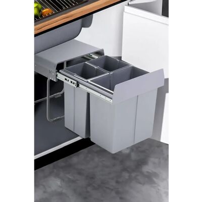 Livingandhome - 40L Cabinet - Pull-out - Grey - Waste Bin Livingandhome - 40L Cabinet - Pull-out - Grey - Waste Bin