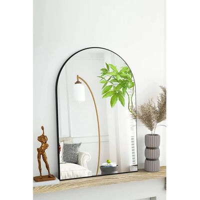 Livingandhome - Arched Wall Mirror - Black - One Size - Aluminum alloy Livingandhome - Arched Wall Mirror - Black - One Size - Aluminum alloy