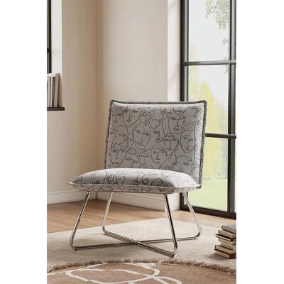 Living and Home - Modern Linen Accent Chair - White Living and Home - Modern Linen Accent Chair - White