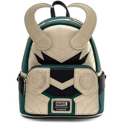 Loungefly Marvel Loki Helmet Mini Backpack - Green Loungefly Marvel Loki Helmet Mini Backpack - Green