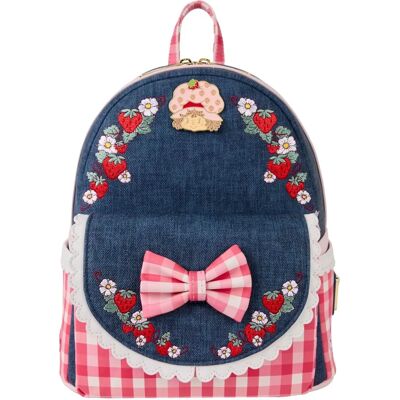 LOUNGEFLY Strawberry Shortcake Faux Denim Mini Backpack LOUNGEFLY Strawberry Shortcake Faux Denim Mini Backpack