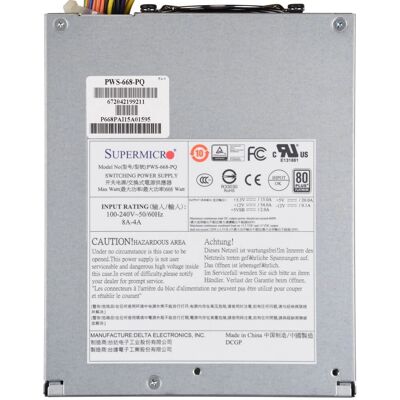 Supermicro PWS-668-PQ Alimentatore - 668W, Argento, 24-pin ATX Supermicro PWS-668-PQ Alimentatore - 668W, Argento, 24-pin ATX