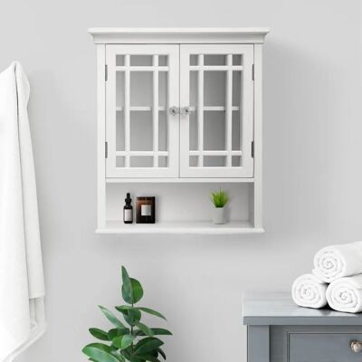 Teamson Home Neal Mobile Bagno a Parete Bianco Spazioso Teamson Home Neal Mobile Bagno a Parete Bianco Spazioso