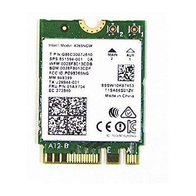 Tarjeta de red inalámbrica Intel 8265 Dual Band - WLAN 867 Mbps Tarjeta de red inalámbrica Intel 8265 Dual Band - WLAN 867 Mbps