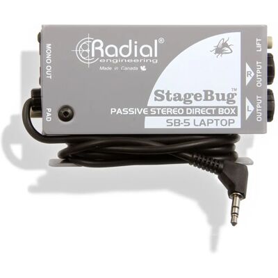Radial StageBug SB-5 Box DI passiva - Caja di Direct stereo portatile per laptop e dispositivi mobili Radial StageBug SB-5 Box DI passiva - Caja di Direct stereo portatile per laptop e dispositivi mobili