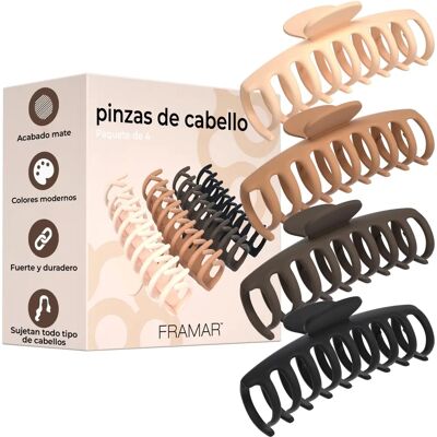 Framar Claw Clips Neutral - Hair Clips - 4 Pack Framar Claw Clips Neutral - Hair Clips - 4 Pack