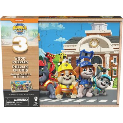 Rubbel & Crew Drewniane Puzzle 3-Pack - Puzzle Rubbel & Crew Drewniane Puzzle 3-Pack - Puzzle
