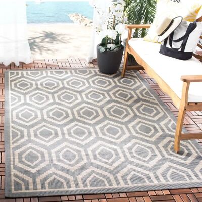 Safavieh Moderner Indoor/Outdoor-Teppich - Courtyard Collection - Anthrazit & Beige Safavieh Moderner Indoor/Outdoor-Teppich - Courtyard Collection - Anthrazit & Beige