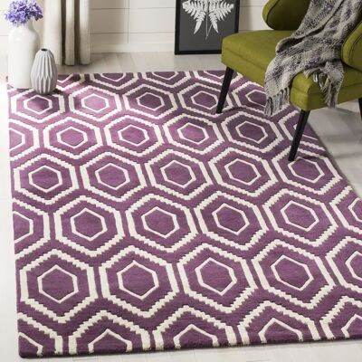 NADUVI Essex Handgetufteter Wollteppich - Violett & Elfenbein - 183x122 cm - Rechteckig - Teppich NADUVI Essex Handgetufteter Wollteppich - Violett & Elfenbein - 183x122 cm - Rechteckig - Teppich