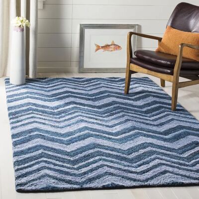 NADUVI Handgetufteter Teppich - Blau & Mehrfarbig - 183x122 cm NADUVI Handgetufteter Teppich - Blau & Mehrfarbig - 183x122 cm