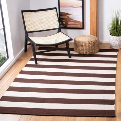 Tapis en coton fait main Safavieh - Marron - Rectangulaire 244x152 cm - Tapis - Publicité Tapis en coton fait main Safavieh - Marron - Rectangulaire 244x152 cm - Tapis - Publicité