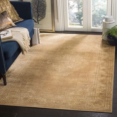 NADUVI Vintage Teppich Olivia Hellbraun & Elfenbein 180x180cm - Teppich NADUVI Vintage Teppich Olivia Hellbraun & Elfenbein 180x180cm - Teppich