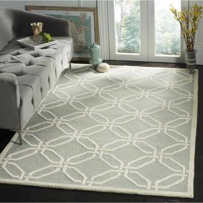 Safavieh Moderner Teppich - Cambridge Collection, Wolle, Hellgrau & Elfenbein, 152x244 cm Safavieh Moderner Teppich - Cambridge Collection, Wolle, Hellgrau & Elfenbein, 152x244 cm