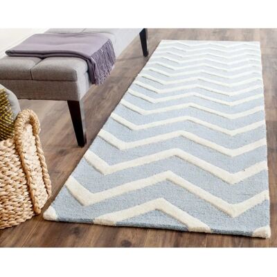Tapis en laine Edie de Safavieh - Bleu/Ivoire - 76x244 cm - Publicité Tapis en laine Edie de Safavieh - Bleu/Ivoire - 76x244 cm - Publicité