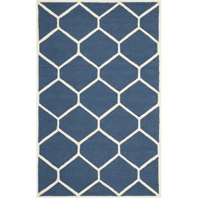 Tapis Bleu Lulu de Safavieh - Laine tuftée à la main, Couleurs modernes - Publicité Tapis Bleu Lulu de Safavieh - Laine tuftée à la main, Couleurs modernes - Publicité