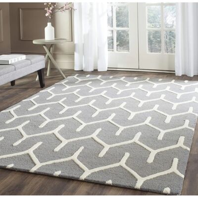 NADUVI Chara Grauer Teppich - Klassischer Stil, Handgeknüpft Wolle, 240x150cm NADUVI Chara Grauer Teppich - Klassischer Stil, Handgeknüpft Wolle, 240x150cm