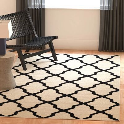 Safavieh Woll Handgewebter Teppich - 152x243cm - Elfenbein & Schwarz - Modernes Design Safavieh Woll Handgewebter Teppich - 152x243cm - Elfenbein & Schwarz - Modernes Design