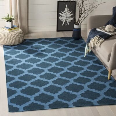 NADUVI Salé Wollteppich - Blau - 244x152 cm - Rechteckig NADUVI Salé Wollteppich - Blau - 244x152 cm - Rechteckig