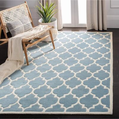 Tapis en laine Safavieh - 240x150 cm - Bleu - Publicité Tapis en laine Safavieh - 240x150 cm - Bleu - Publicité