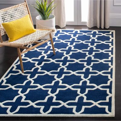 NADUVI Alfombra de Lana Azul - Decorativa Rectangular NADUVI Alfombra de Lana Azul - Decorativa Rectangular