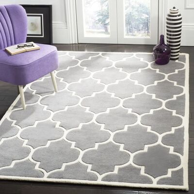 Tapis en laine Morton Gris Foncé & Ivoire - Tapis - Publicité Tapis en laine Morton Gris Foncé & Ivoire - Tapis - Publicité