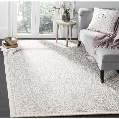 Tapis Safavieh Argent & Ivoire - Fait main, Laine, 152x244 cm - Publicité Tapis Safavieh Argent & Ivoire - Fait main, Laine, 152x244 cm - Publicité