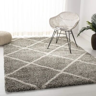 Tapis Gris & Ivoire à Poil Long - Collection Shag - Publicité Tapis Gris & Ivoire à Poil Long - Collection Shag - Publicité
