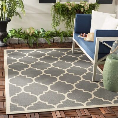 Safavieh - Courtyard Grid - Anthrazit & Beige - Rug Safavieh - Courtyard Grid - Anthrazit & Beige - Rug