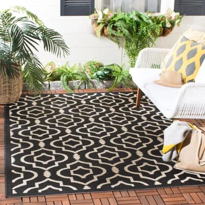 Safavieh - Mykonos - Gewebe Schwarz - 180x120x0,25 cm - Outdoor Rug Safavieh - Mykonos - Gewebe Schwarz - 180x120x0,25 cm - Outdoor Rug
